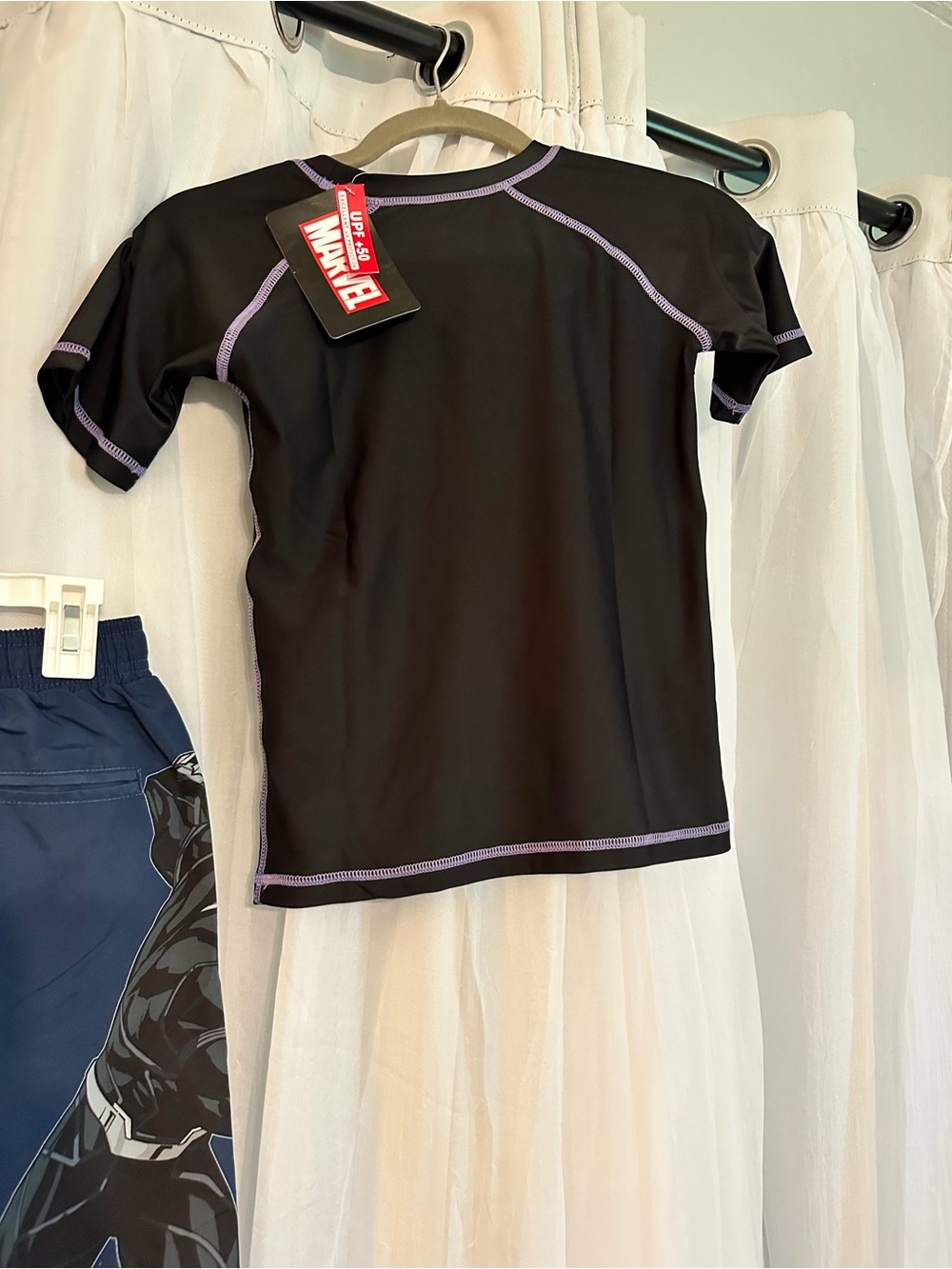 Marvel Black and Purple Kids Superhero Swim Set - Rash Guard & Trunks - Picture 4 of 7